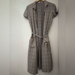 Agnes B. Floral Pattern Short Sleeve Shirt Dress with Pockets Multicolor Sz 40/L